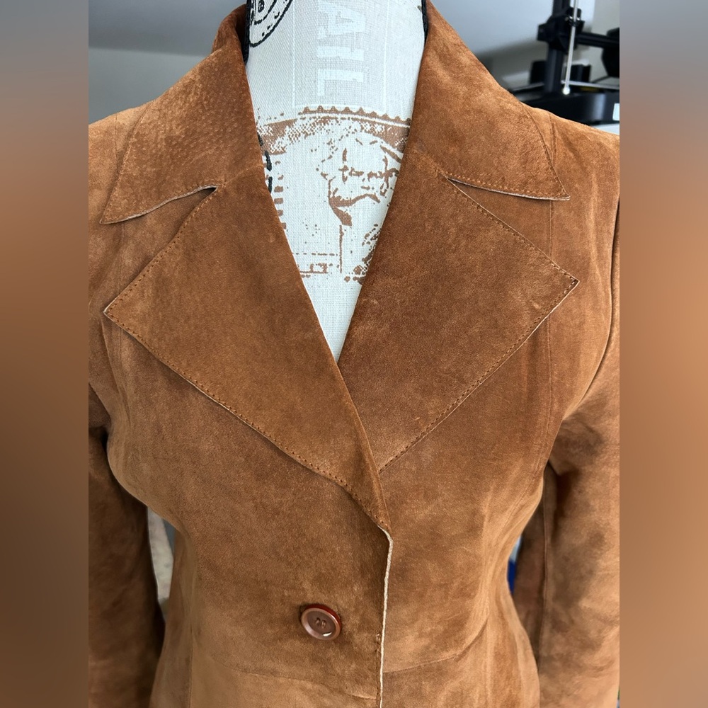 Vintage Forever 21 Y2K Brown Suede Leather Women’s Blazer size Medium - Picture 2 of 9
